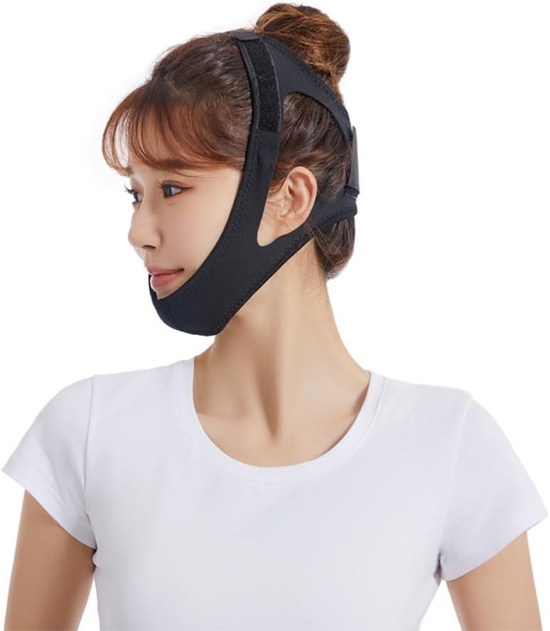 Sangle anti-ronflement pour le menton en néoprène respirant – Réduit les ronflements et offre un sommeil nocturne confortable