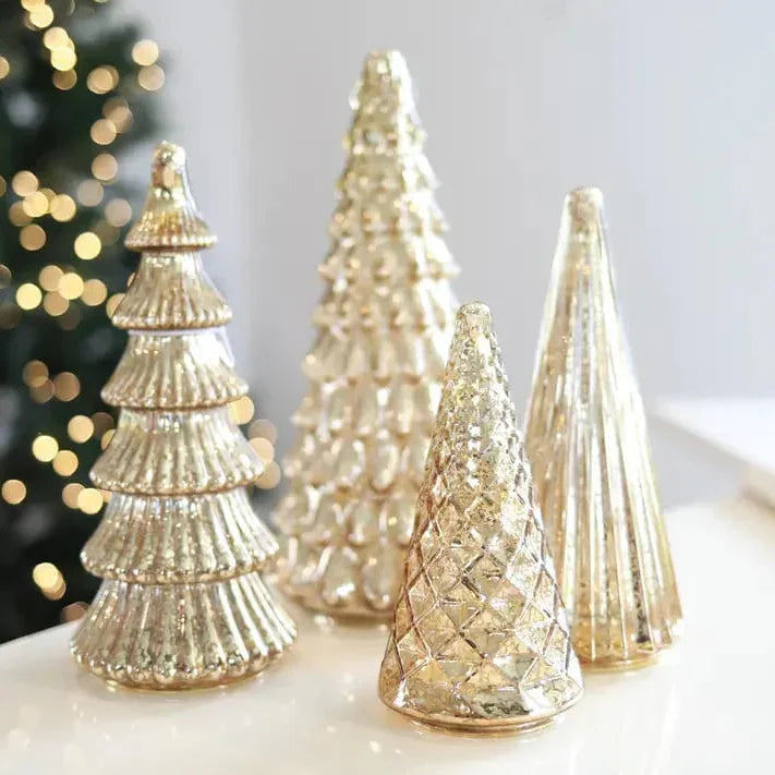 Sapins de Noël soufflés à la main en verre rempli de gaz avec éclairage LED chaleureux
