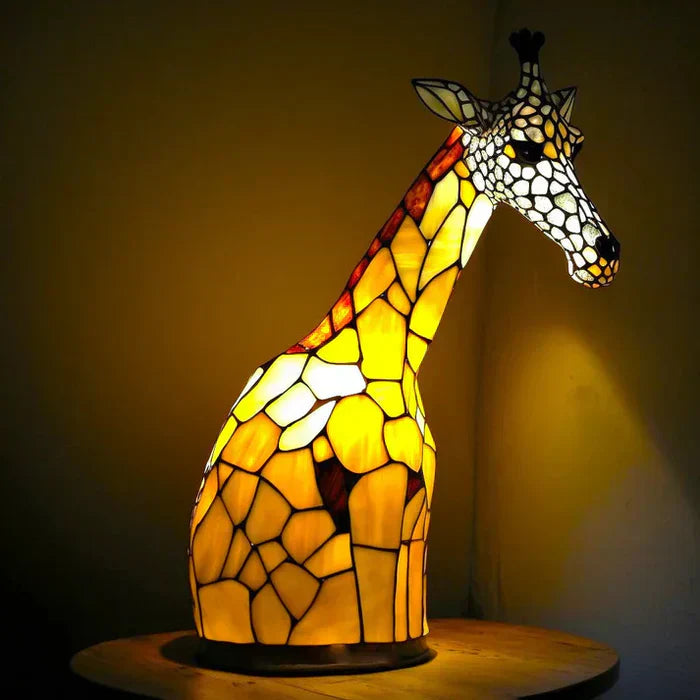 Sculptural Glass Lamp with Animal Motifs in Subtle Light