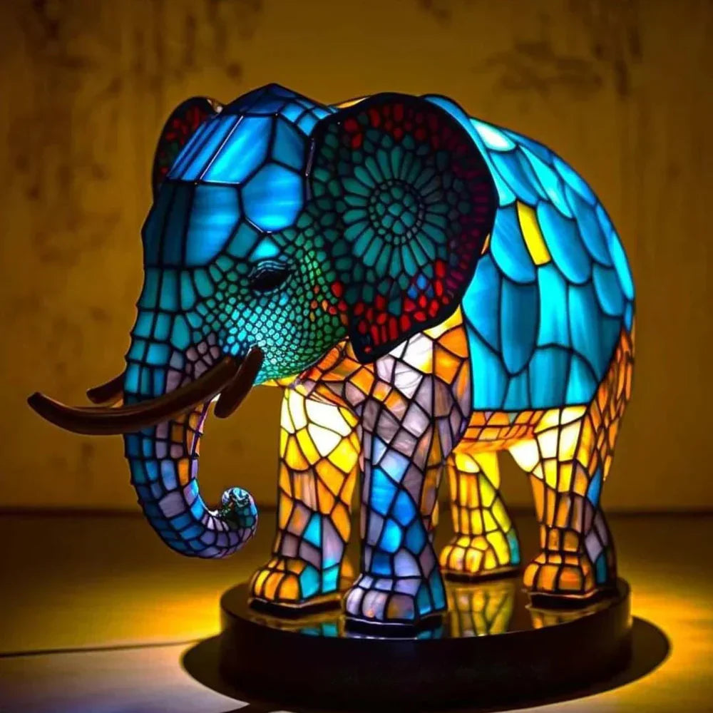 Sculptural Glass Lamp with Animal Motifs in Subtle Light