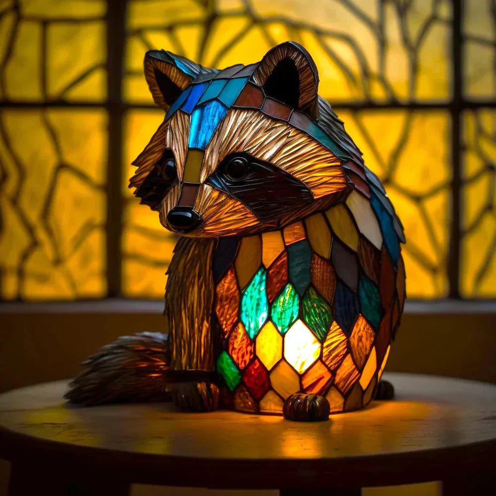 Sculptural Glass Lamp with Animal Motifs in Subtle Light