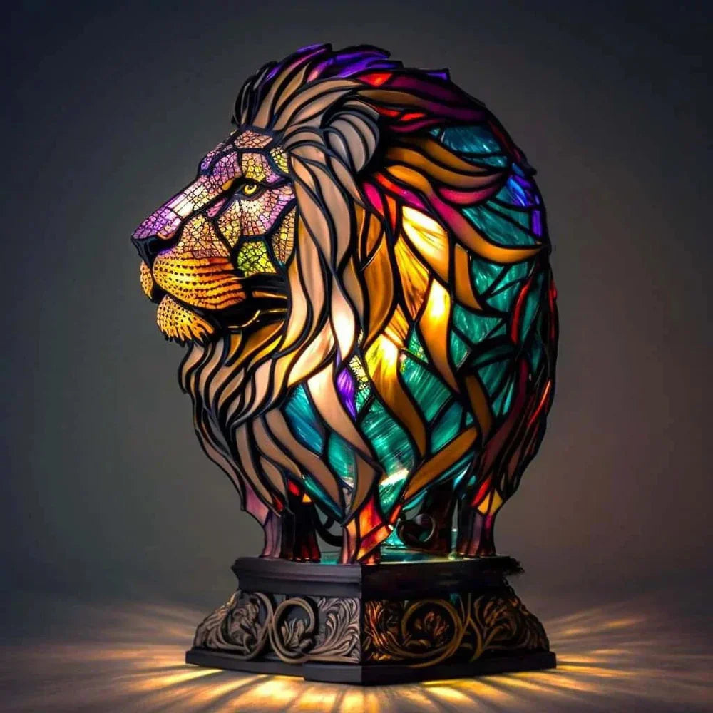 Sculptural Glass Lamp with Animal Motifs in Subtle Light
