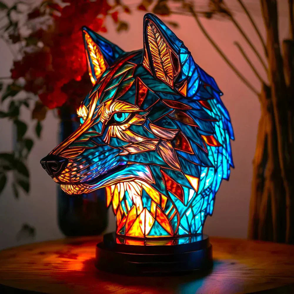 Sculptural Glass Lamp with Animal Motifs in Subtle Light