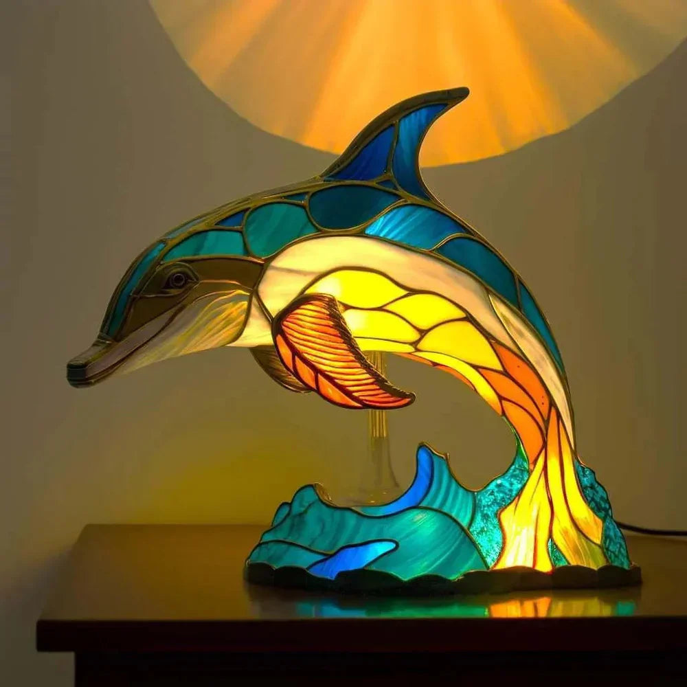 Sculptural Glass Lamp with Animal Motifs in Subtle Light