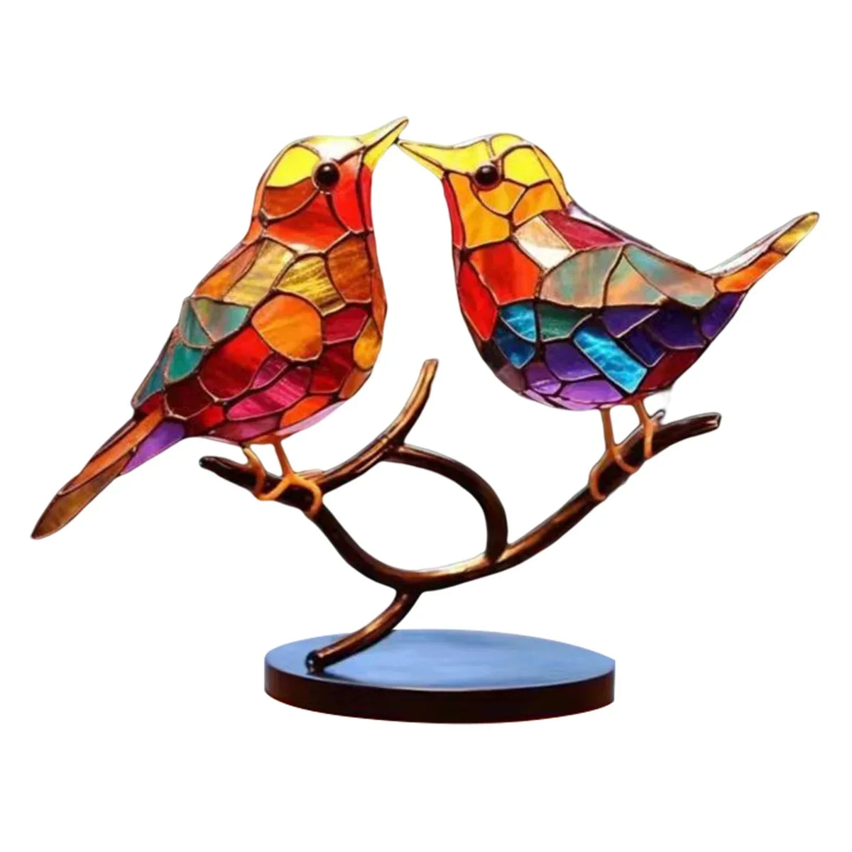 Sculpture oiseaux en acrylique sur branche – décoration artistique élégante pour la maison