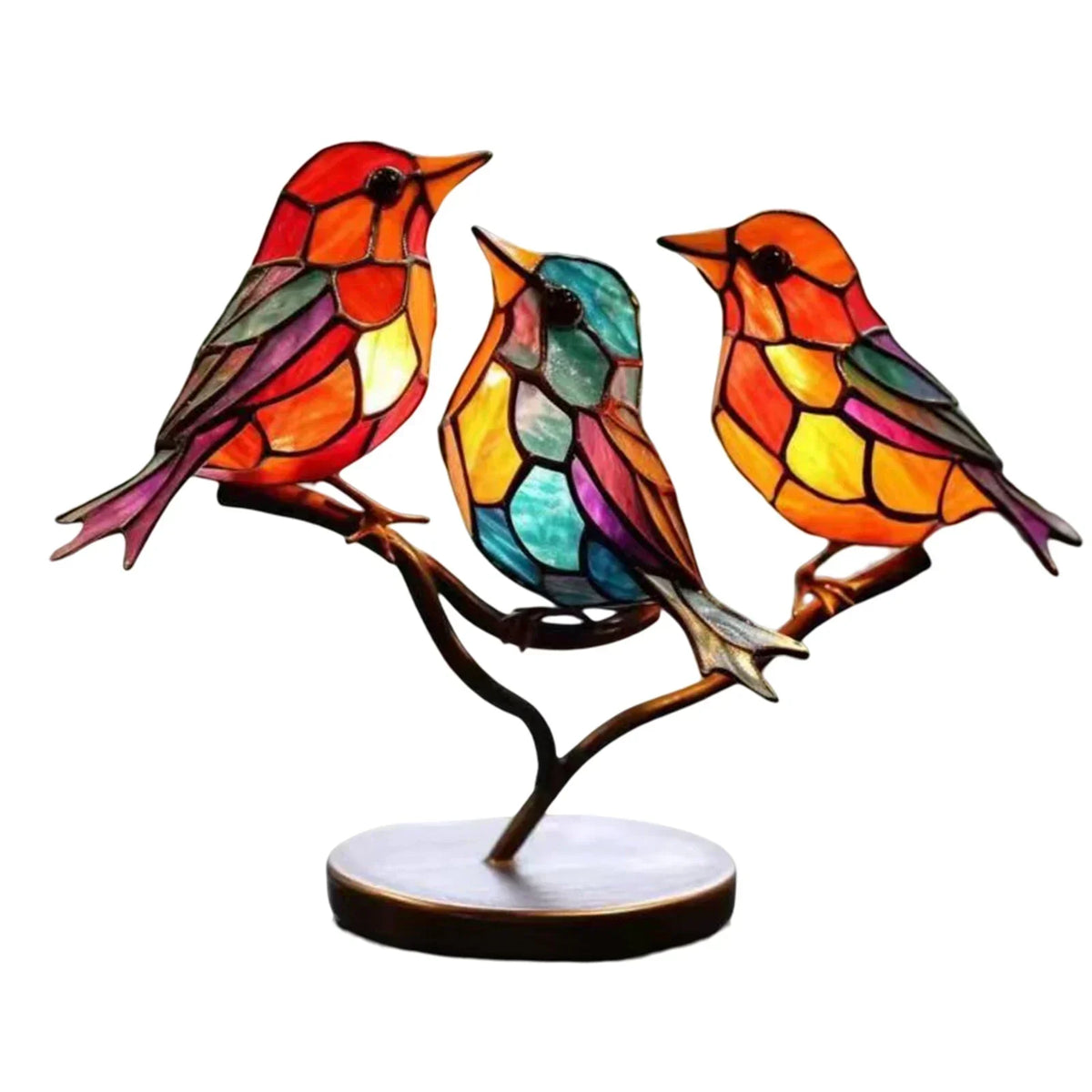 Sculpture oiseaux en acrylique sur branche – décoration artistique élégante pour la maison