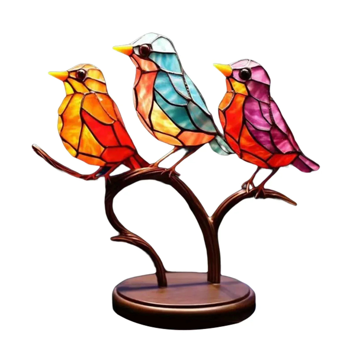 Sculpture oiseaux en acrylique sur branche – décoration artistique élégante pour la maison