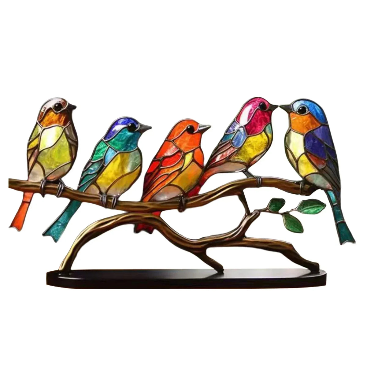 Sculpture oiseaux en acrylique sur branche – décoration artistique élégante pour la maison