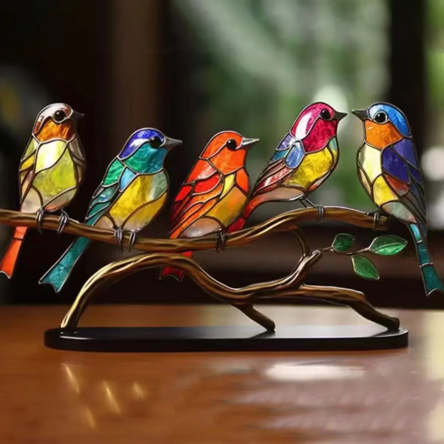 Sculpture oiseaux en acrylique sur branche – décoration artistique élégante pour la maison