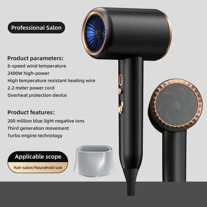 Sèche-cheveux professionnel 2400W avec technologie ionique