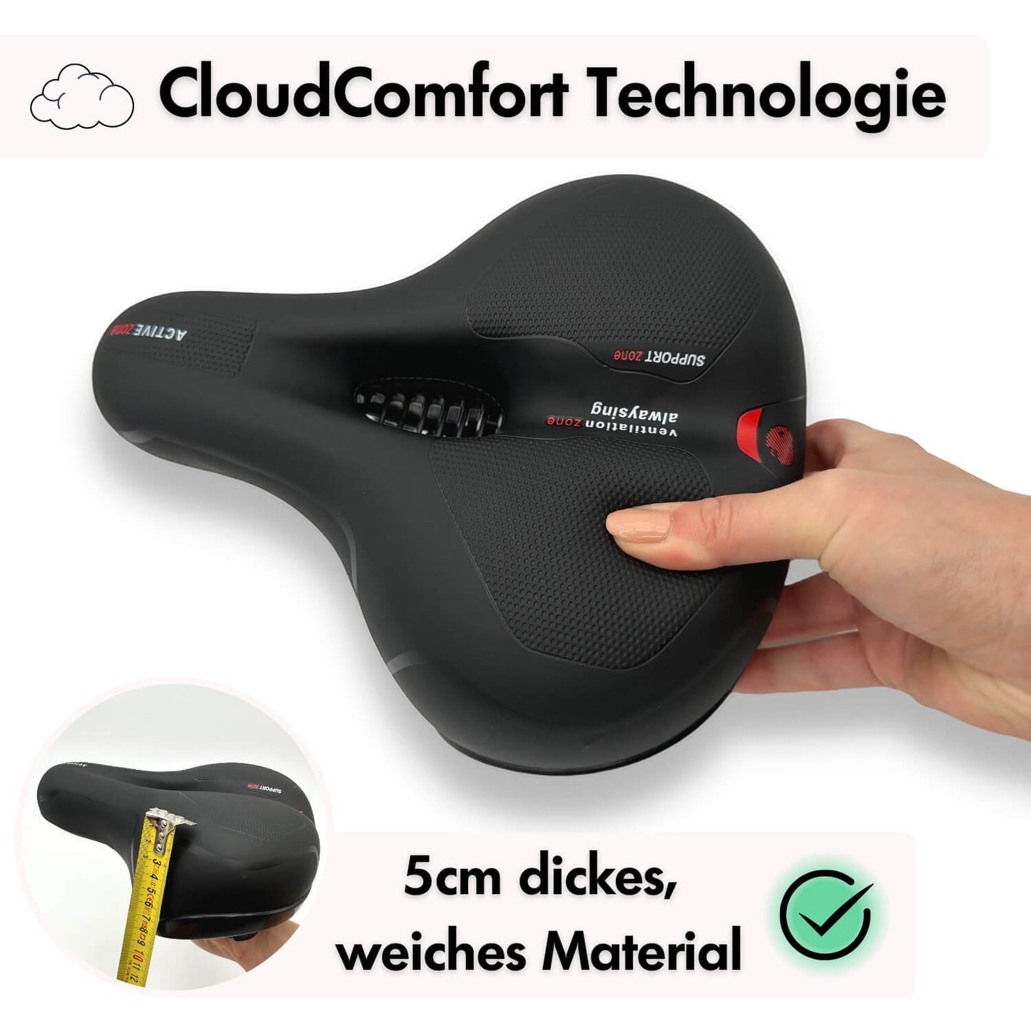 Selle de vélo à mousse mémoire anti-pression | Noir