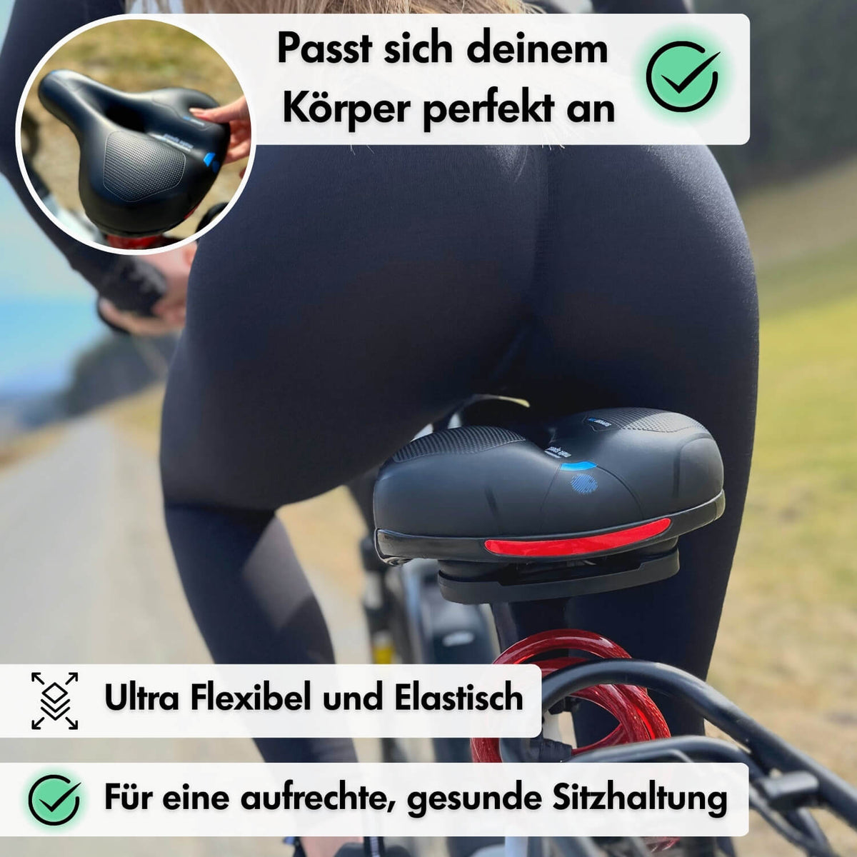 Selle de vélo à mousse mémoire anti-pression | Noir