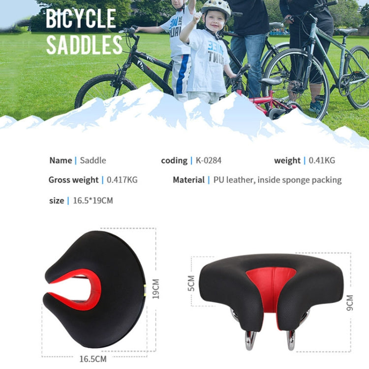 Selle de vélo sans bec pour VTT avec rembourrage épais et souple (Noir)