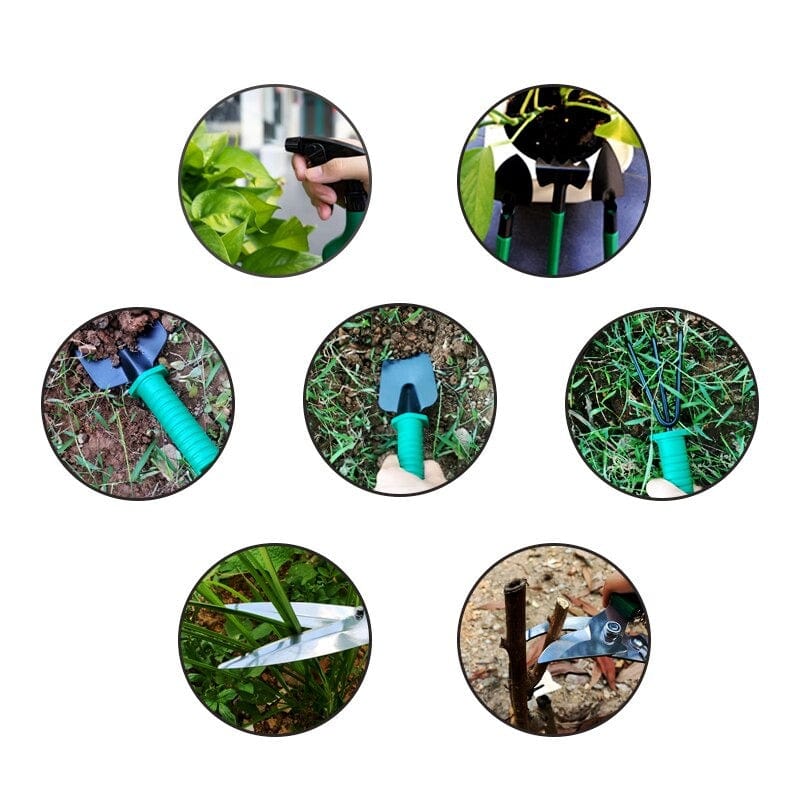 Set d'outils de jardinage en acier inoxydable avec mallette de rangement, 10 pièces