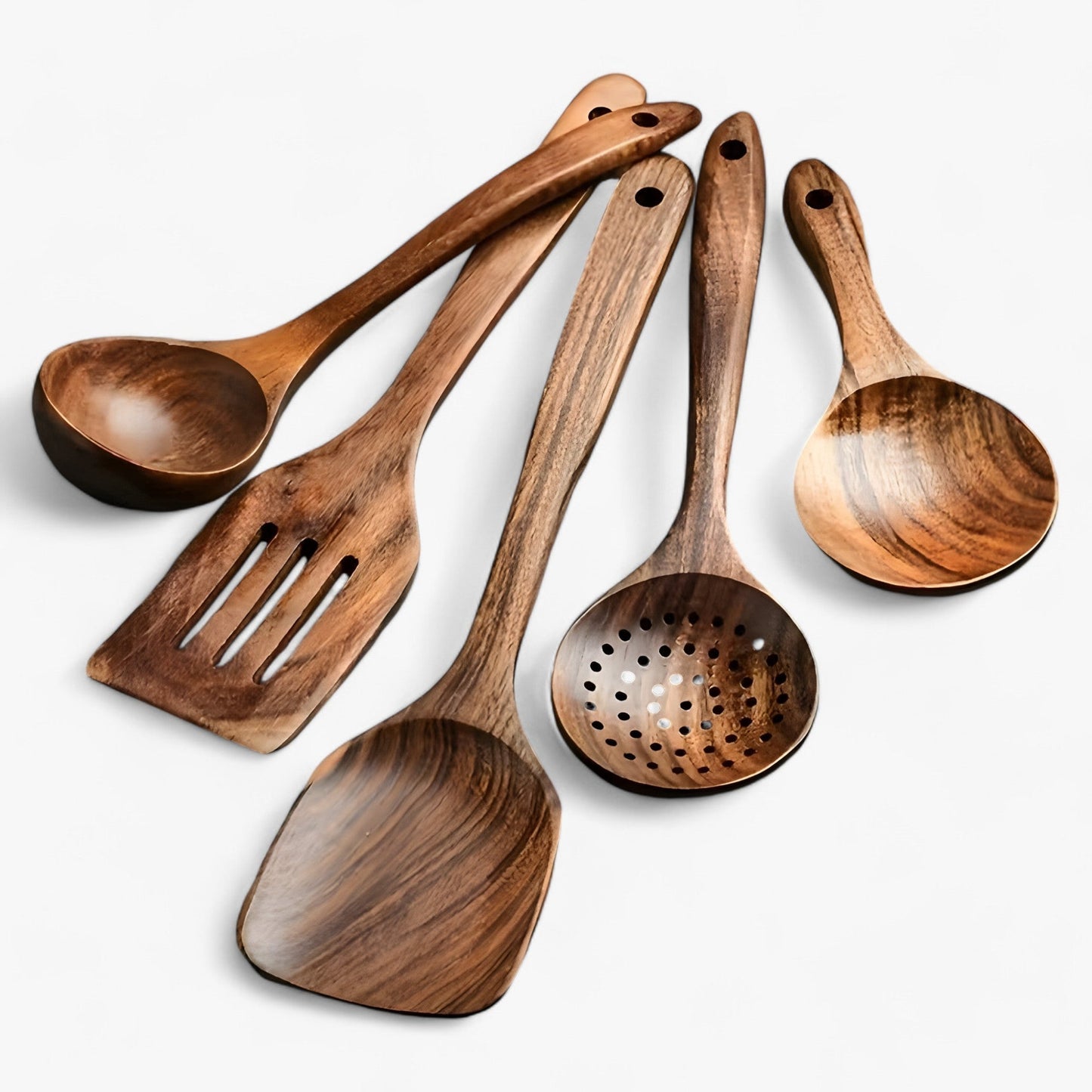 Set d'ustensiles de cuisine en bois | Sûr et polyvalent