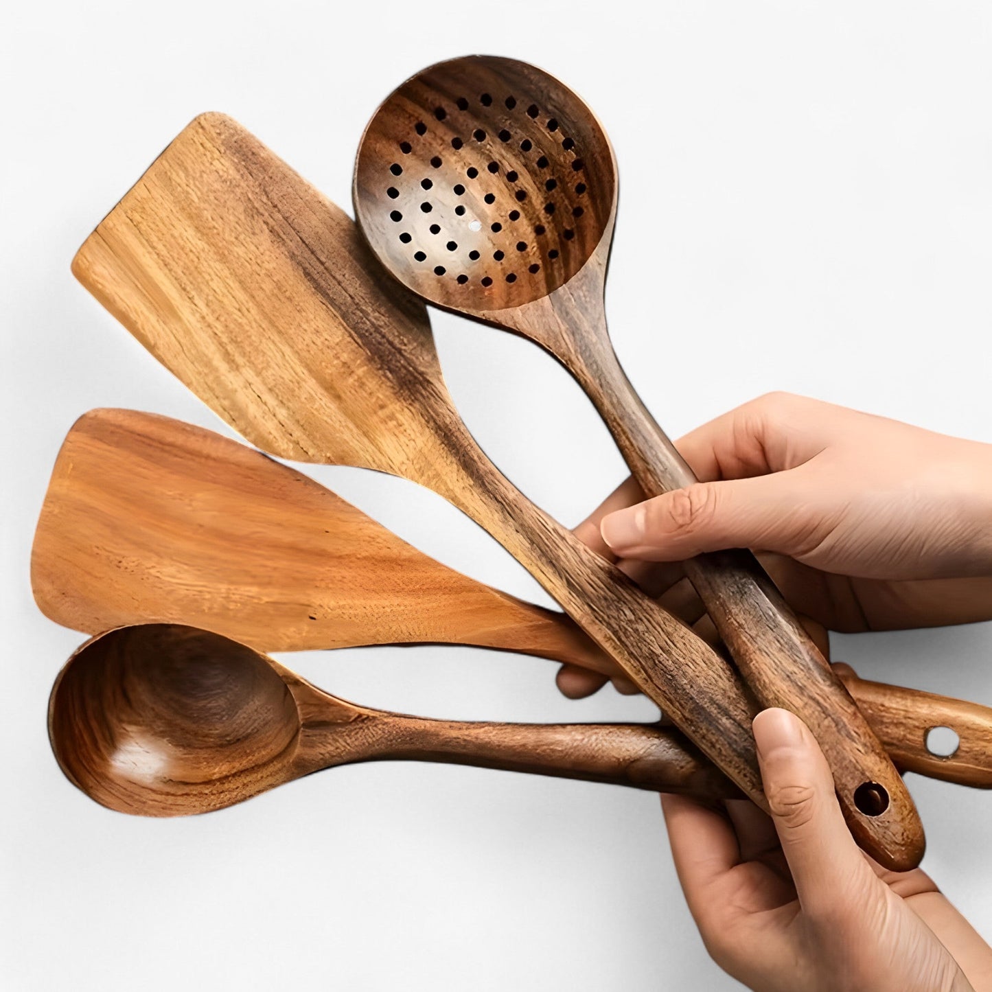 Set d'ustensiles de cuisine en bois | Sûr et polyvalent