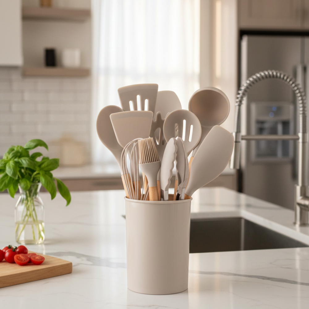 Set d'ustensiles de cuisine en silicone résistant à la chaleur, 12 pièces