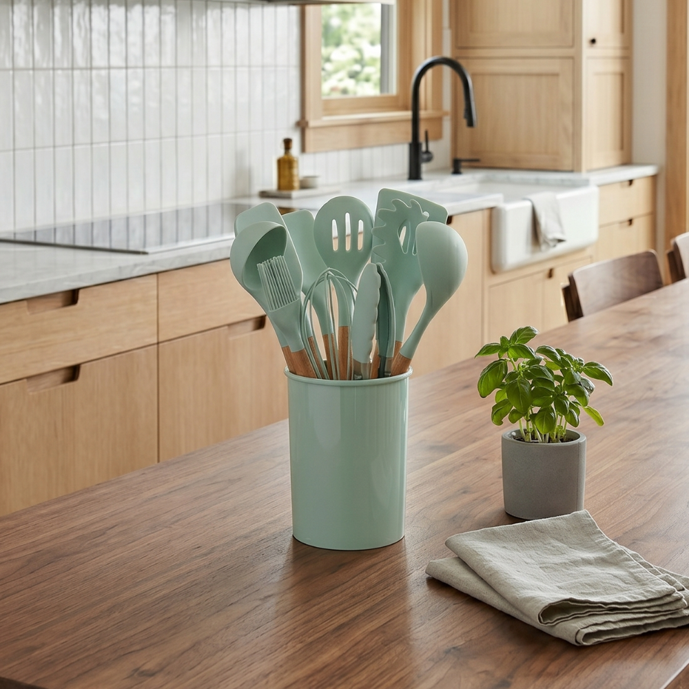 Set d'ustensiles de cuisine en silicone résistant à la chaleur, 12 pièces