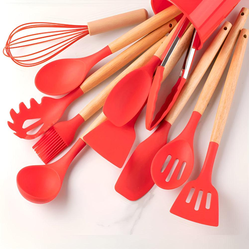 Set d'ustensiles de cuisine en silicone résistant à la chaleur, 12 pièces