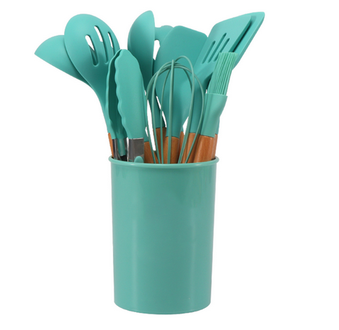 Set d'ustensiles de cuisine en silicone résistant à la chaleur, 12 pièces