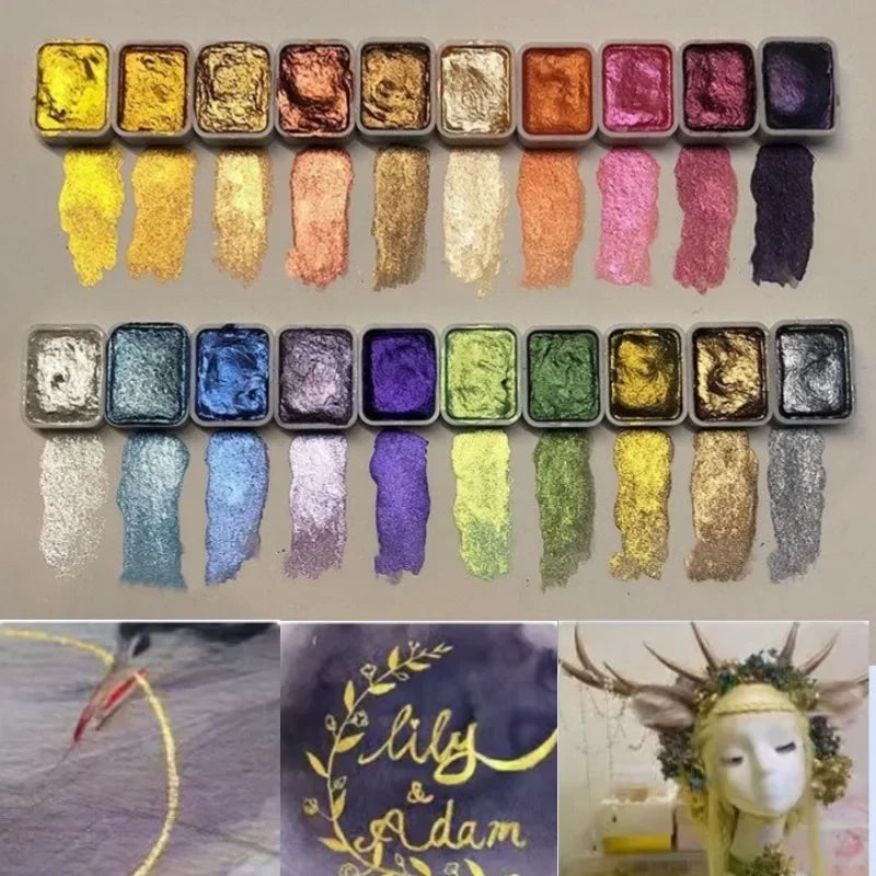 Set de pigments nacrés en poudre - 20 nuances d'aquarelle artistique