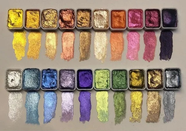 Set de pigments nacrés en poudre - 20 nuances d'aquarelle artistique