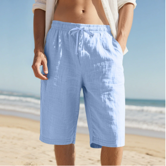 Short chino à taille élastiquée pour homme, longueur genoux