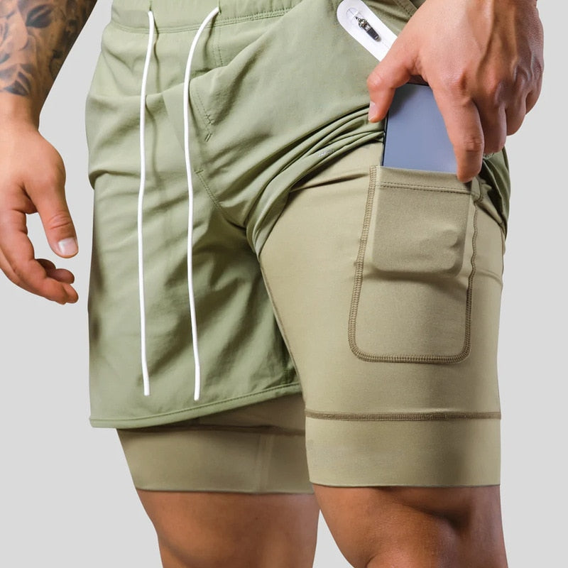Short de sport 2-en-1 pour homme
