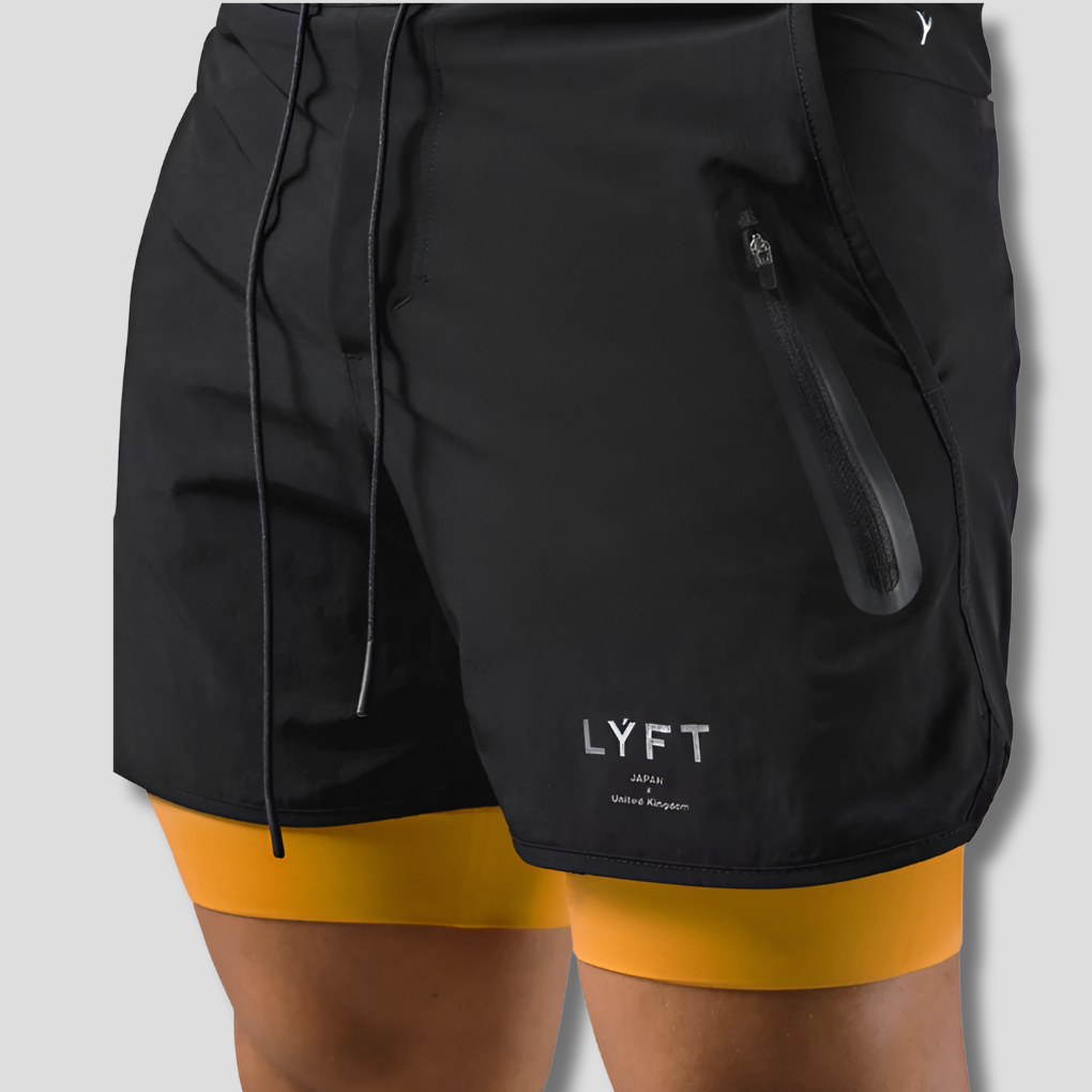 Short de sport deux couches pour homme