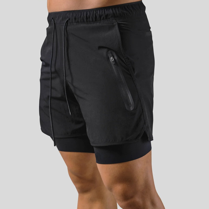 Short de sport deux couches pour homme