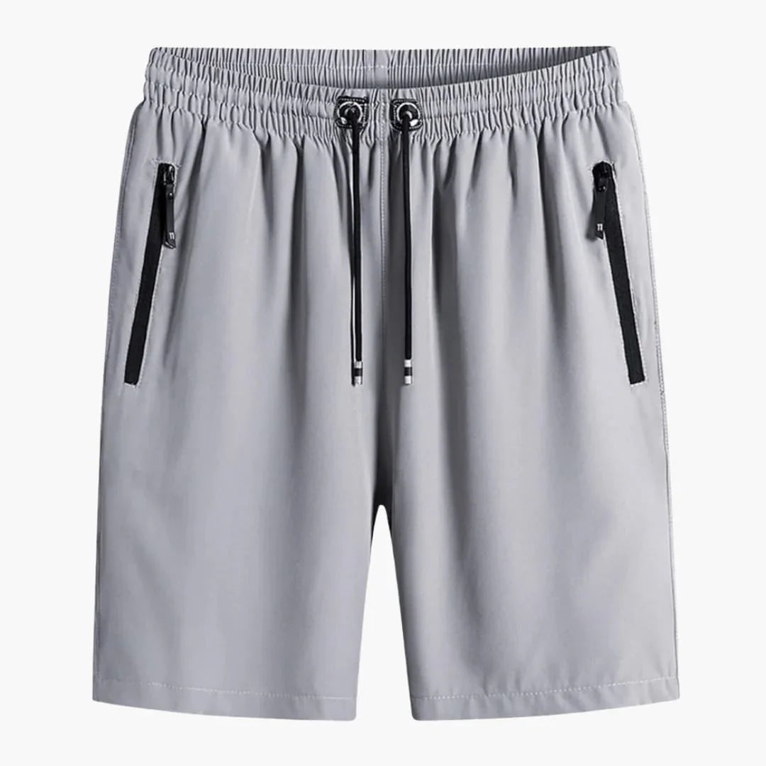 Short de sport homme avec poches zippées et cordon de serrage à la taille