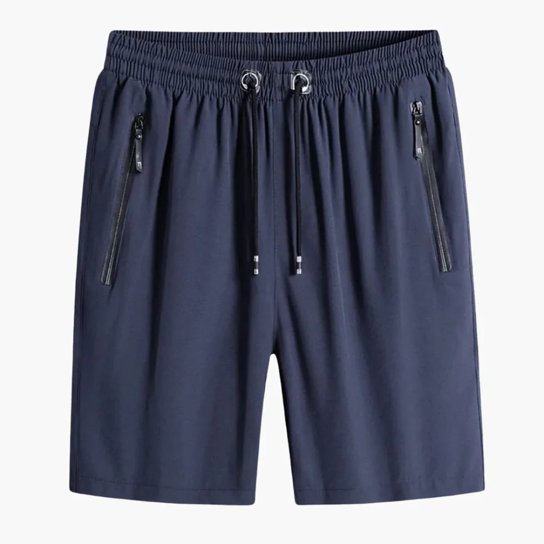Short de sport homme avec poches zippées et cordon de serrage à la taille