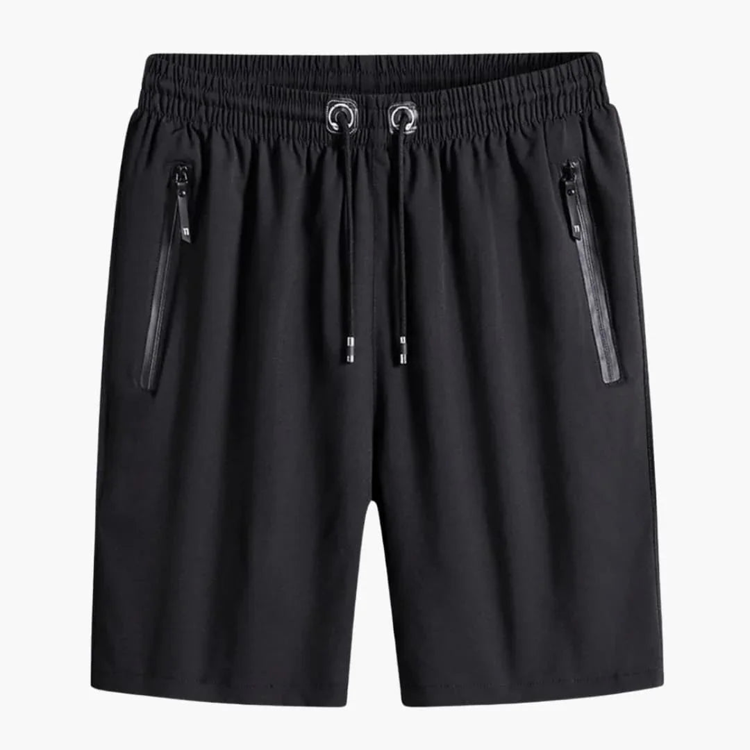 Short de sport homme avec poches zippées et cordon de serrage à la taille