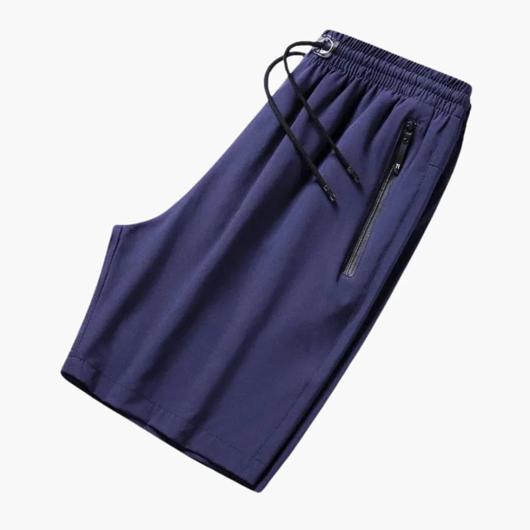 Short de sport homme avec poches zippées et cordon de serrage à la taille