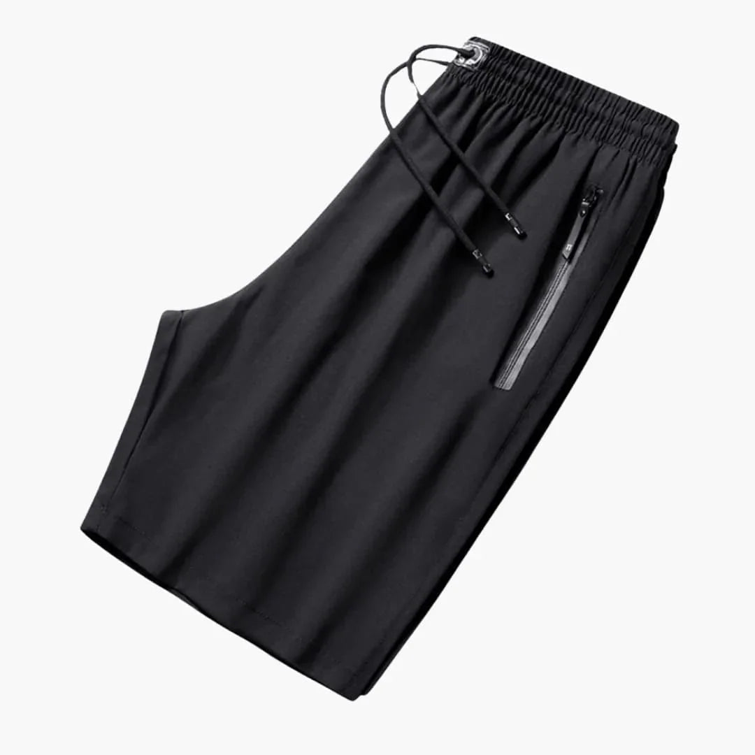 Short de sport homme avec poches zippées et cordon de serrage à la taille