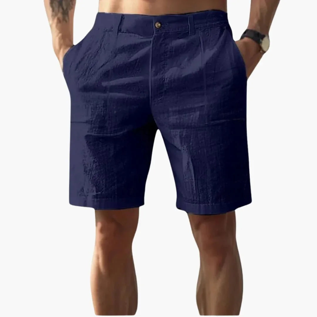 Short en lin pour homme avec fermeture éclair et poches latérales