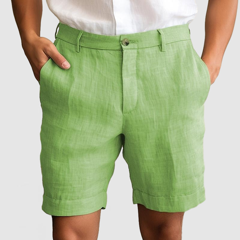 Short homme élégant sans pince avec revers