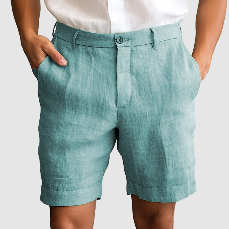 Short homme élégant sans pince avec revers