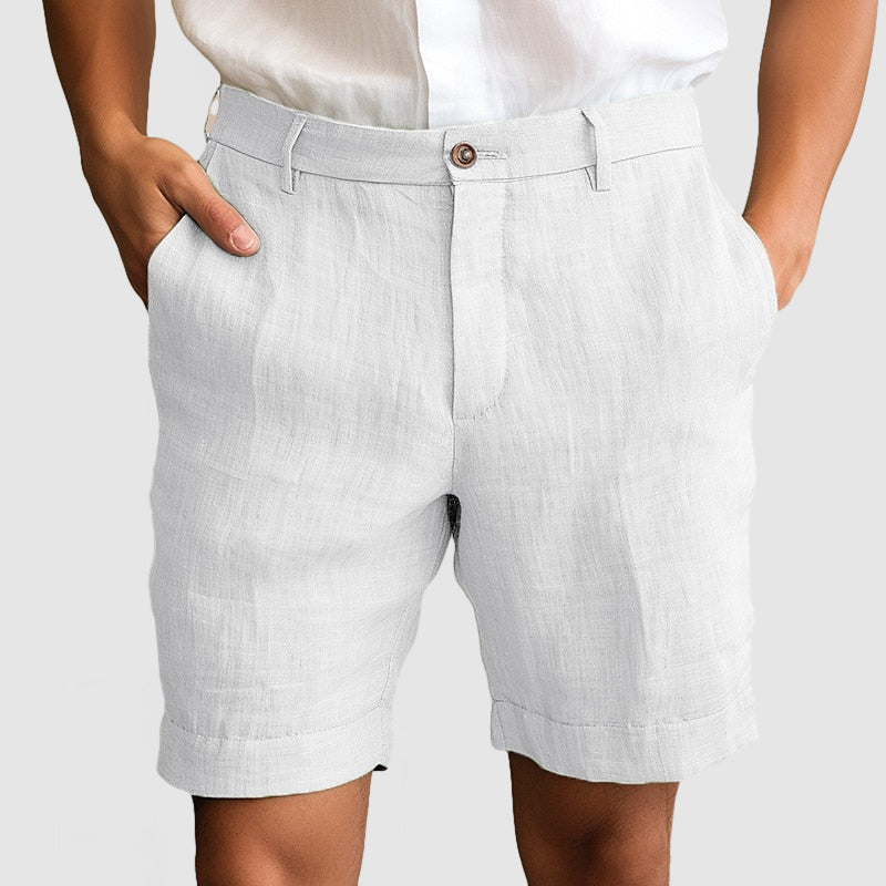 Short homme élégant sans pince avec revers