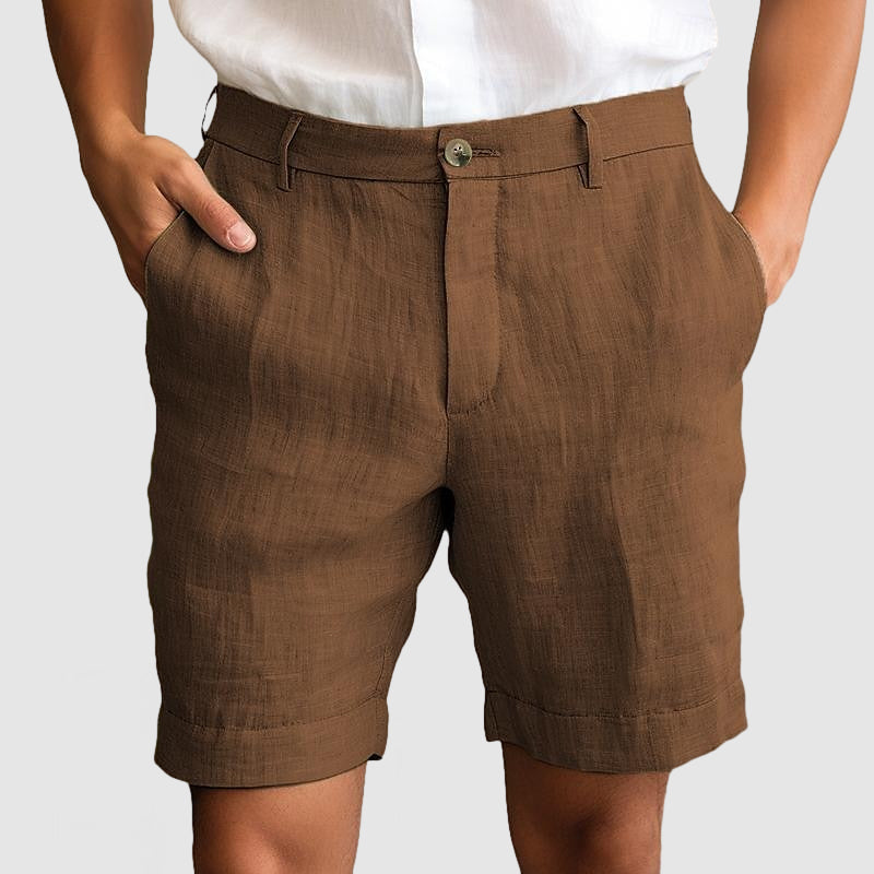 Short homme élégant sans pince avec revers