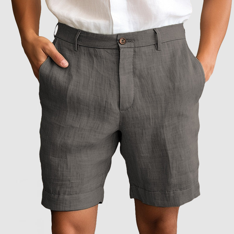 Short homme élégant sans pince avec revers