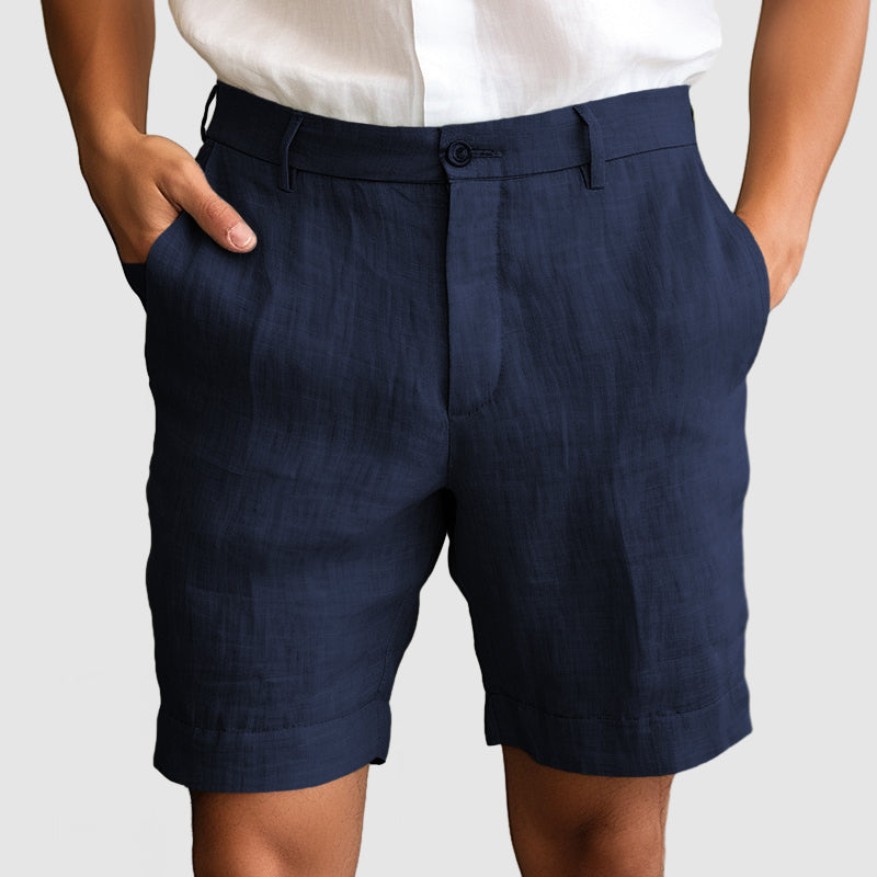 Short homme élégant sans pince avec revers