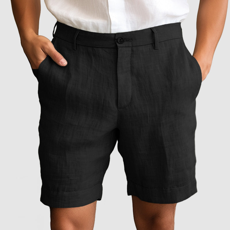 Short homme élégant sans pince avec revers