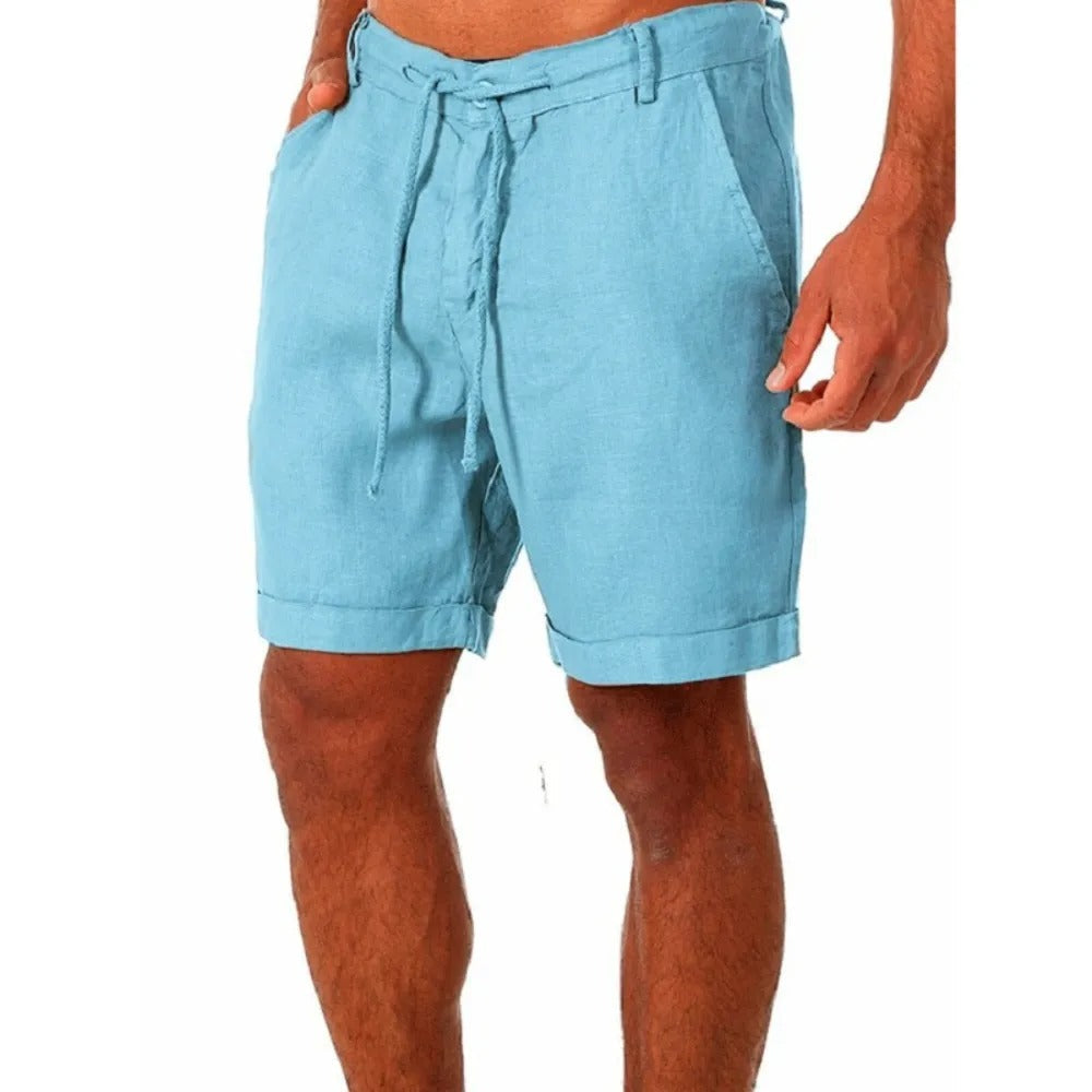 Short homme en coton et lin