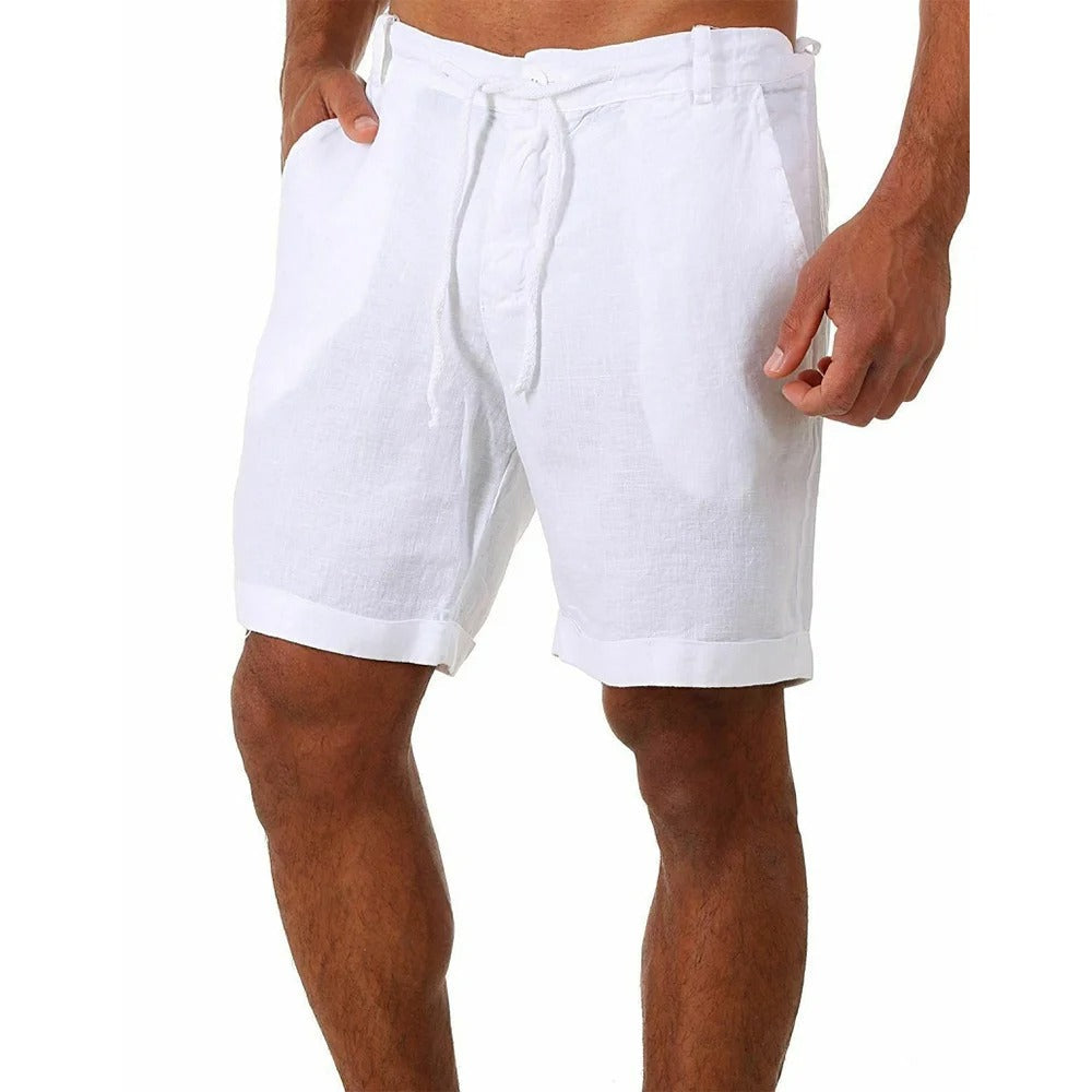 Short homme en coton et lin