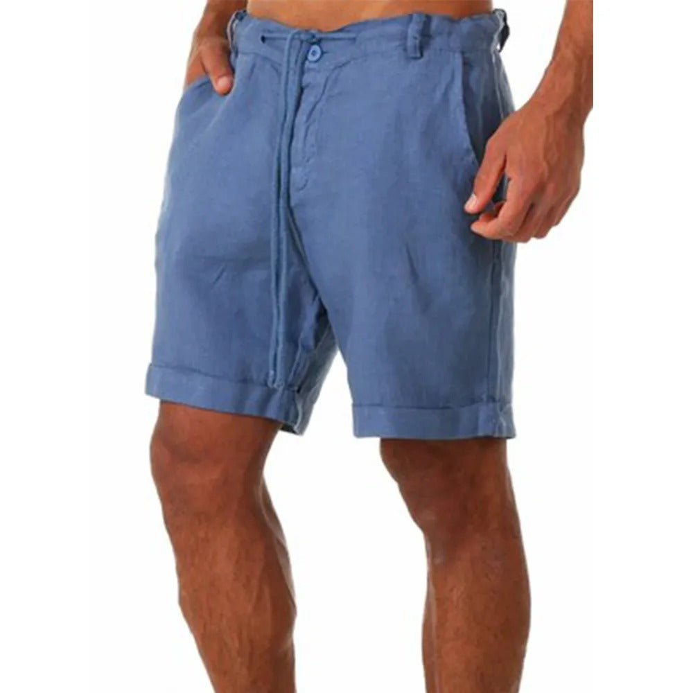 Short homme en coton et lin