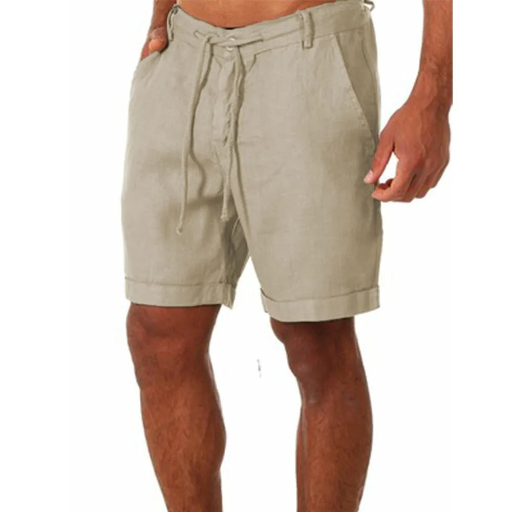 Short homme en coton et lin