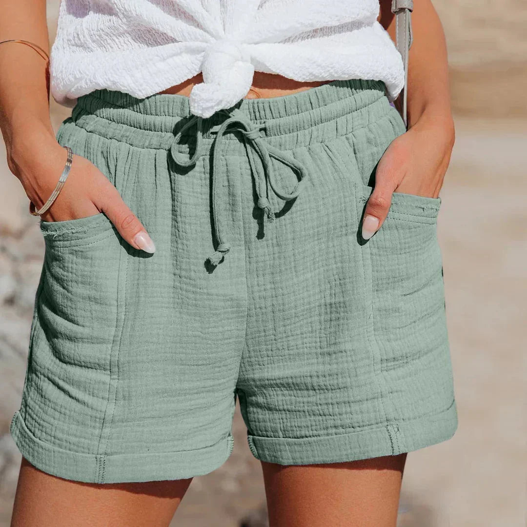 Short léger d'été pour femme à taille élastique