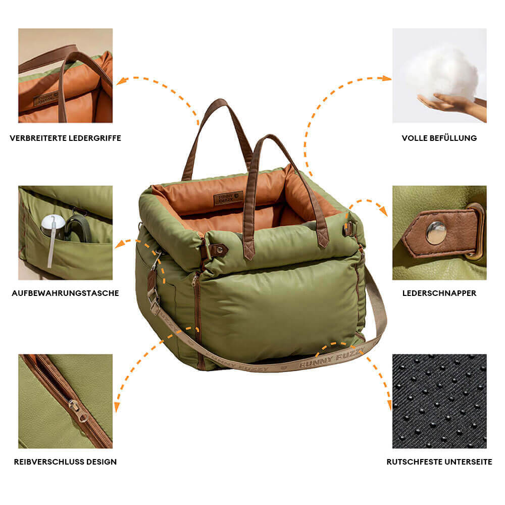 Siège auto pour chien deluxe en simili-cuir