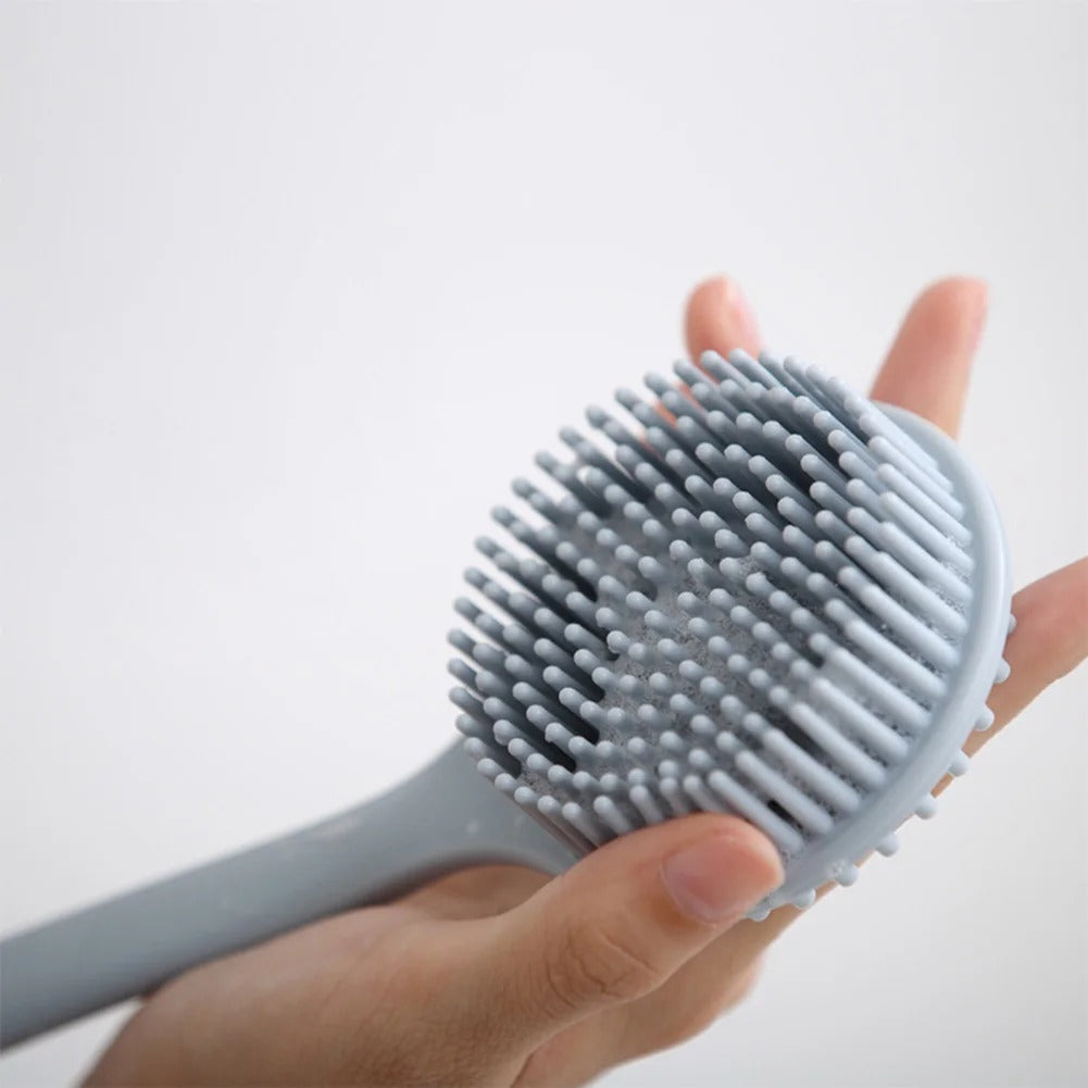 Silicone Shower Brush with Long Handle - Exfoliate and Massage
